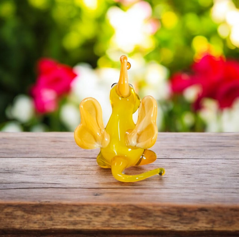 Yellow/Ivory Dragon Figurine, Mini Glass Murano Quality Lampworking Glass Figurine, Hand Made In Ukraine, A Great Addition To Your Collection