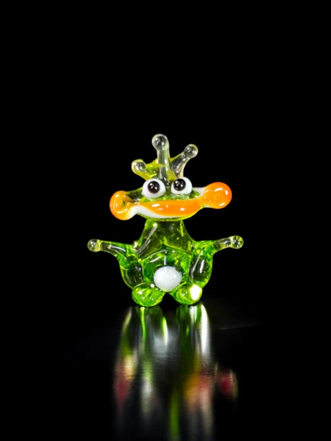 Frog With Crown Figurine, Mini Glass Murano Quality Lampworking Glass Figurine, Hand Made In Ukraine, A Great Addition To Your Collection
