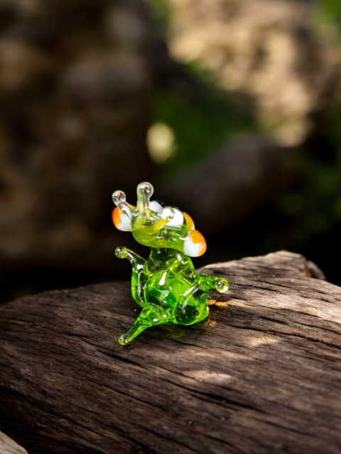 Frog With Crown Figurine, Mini Glass Murano Quality Lampworking Glass Figurine, Hand Made In Ukraine, A Great Addition To Your Collection