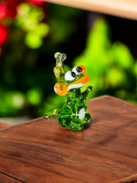 Frog With Crown Figurine, Mini Glass Murano Quality Lampworking Glass Figurine, Hand Made In Ukraine, A Great Addition To Your Collection