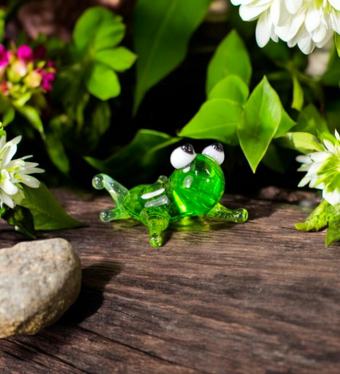 Frog Figurine, Mini Glass Murano Quality Lampworking Glass Figurine, Hand Made In Ukraine, A Great Addition To Your Collection