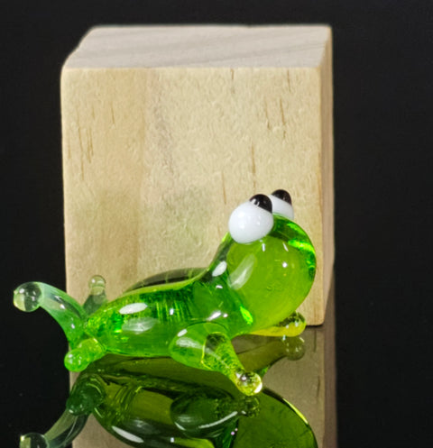 Frog Figurine, Mini Glass Murano Quality Lampworking Glass Figurine, Hand Made In Ukraine, A Great Addition To Your Collection