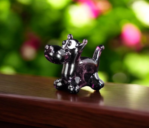 Scotty Dog Figurine, Mini Glass Murano Quality Lampworking Glass Figurine, Hand Made In Ukraine, A Great Addition To Your Collection