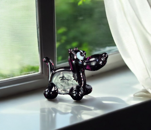 Scotty Dog Figurine, Mini Glass Murano Quality Lampworking Glass Figurine, Hand Made In Ukraine, A Great Addition To Your Collection