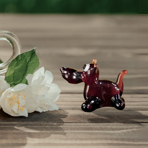 Glass dog mini figurine