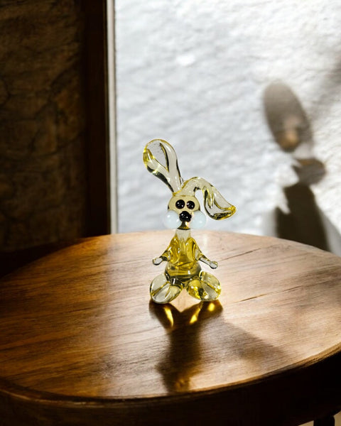 Amber Glass Rabbit Figurine, Handmade Murano Quality Design - Small