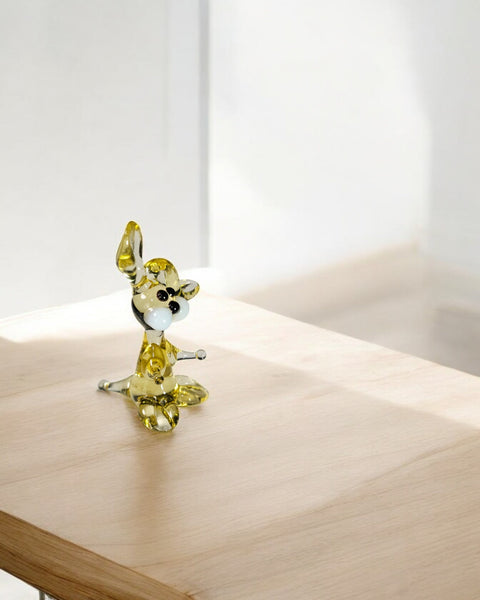 Amber Glass Rabbit Figurine, Handmade Murano Quality Design - Small