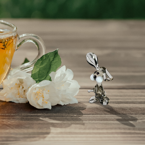 Glass rabbit mini figurine