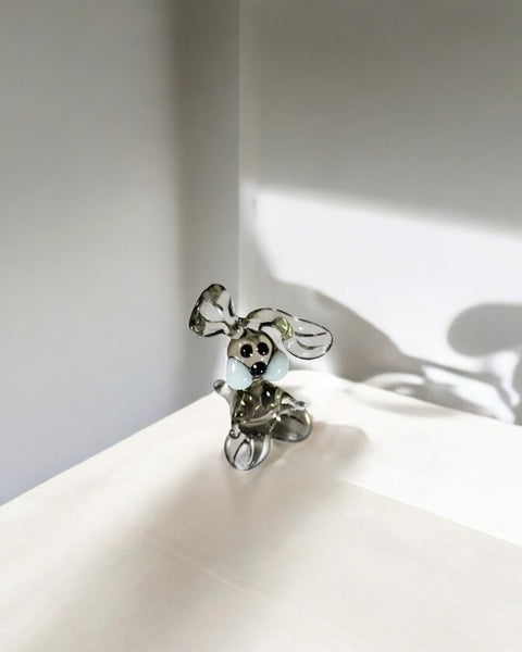 Clear Rabbit Figurine, Mini Glass Murano Quality Lampworking Glass Figurine, Hand Made In Ukraine, A Great Addition To Your Collection