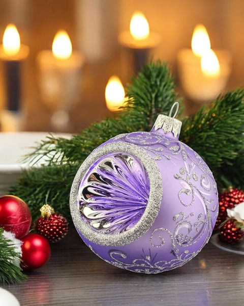 Lavender Glass Reflector Ball Ornament