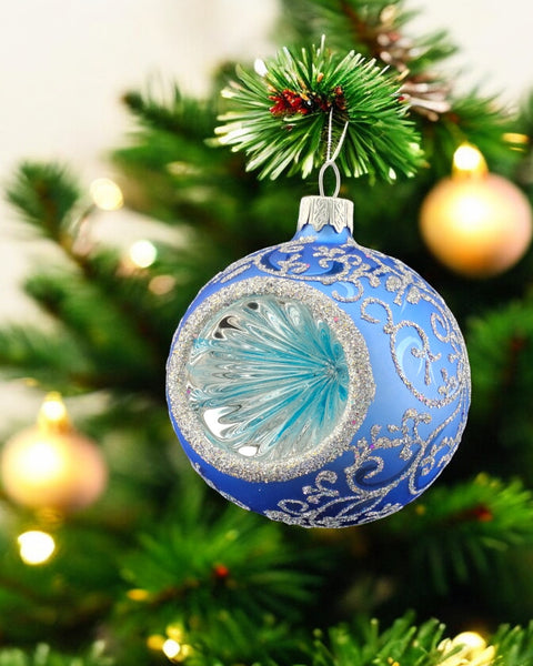 Light Blue Glass Reflector Ball Ornament
