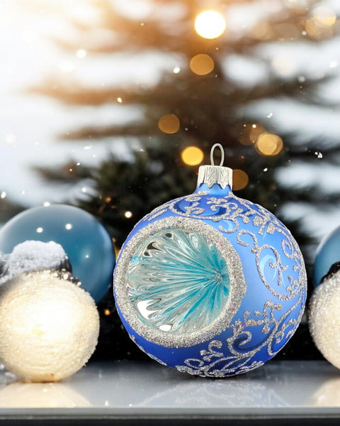 Light Blue Blown Glass Ornament - Light Blue Refractor