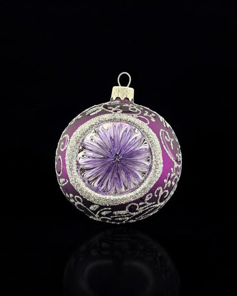 Purple Blown Glass Ornament - Purple & Silver - Hand Made In Ukraine - Hand Painted - Refractor Ornament - Keepsake Ornament - Natural Glass