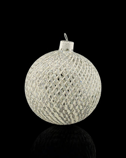 Silver Blown Glass Ornament - Handcrafted -  Disco Ball Design