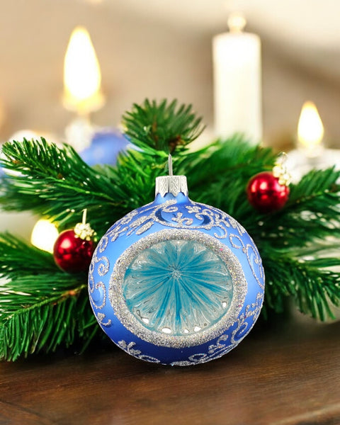 Light Blue Blown Glass Ornament - Light Blue Refractor