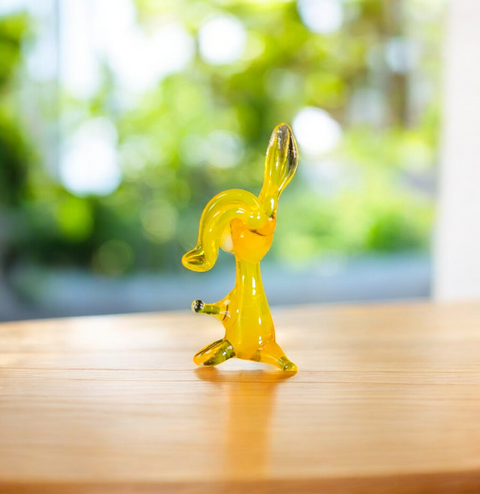 Yellow Rabbit Figurine, Mini Glass Murano Quality Lampworking Glass Figurine, Hand Made In Ukraine, A Great Addition To Your Collection