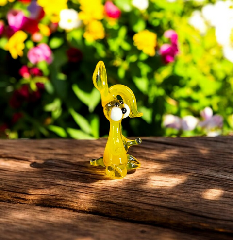 Yellow Rabbit Figurine, Mini Glass Murano Quality Lampworking Glass Figurine, Hand Made In Ukraine, A Great Addition To Your Collection