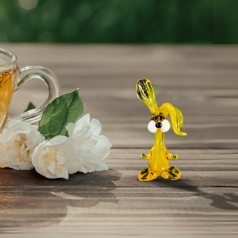 Glass rabbit mini figurine
