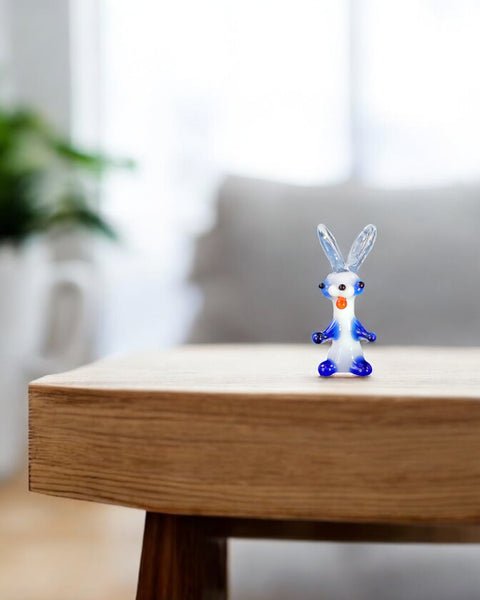 Blue Glass Rabbit Figurine, Handmade Murano Quality Design - Small