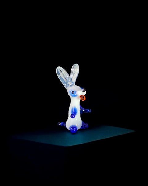 Blue Glass Rabbit Figurine, Handmade Murano Quality Design - Small