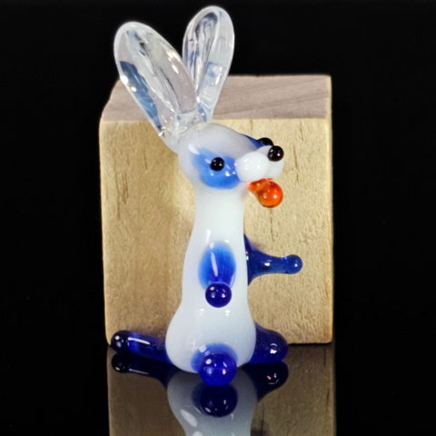 Blue Glass Rabbit Figurine, Handmade Murano Quality Design - Small