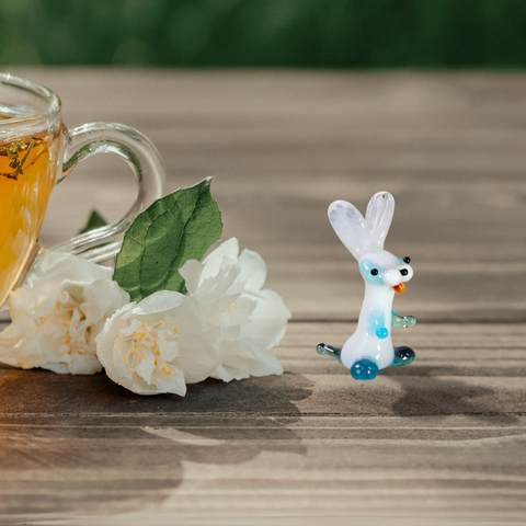 Glass rabbit mini figurine
