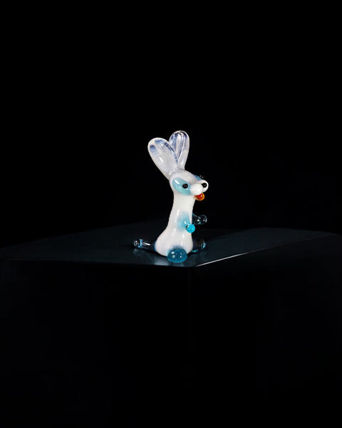 Light Blue Rabbit Figurine, Mini Glass Murano Quality Lampworking Glass Figurine, Hand Made In Ukraine, A Great Addition To Your Collection