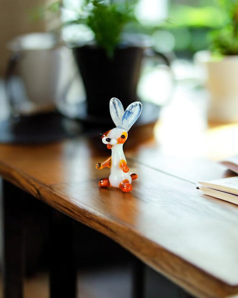 Orange Glass Rabbit Figurine, Handmade Murano Quality Design - Small