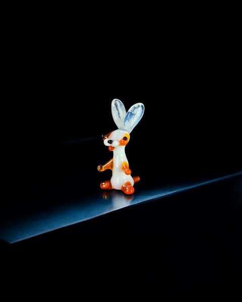 Orange Glass Rabbit Figurine, Handmade Murano Quality Design - Small