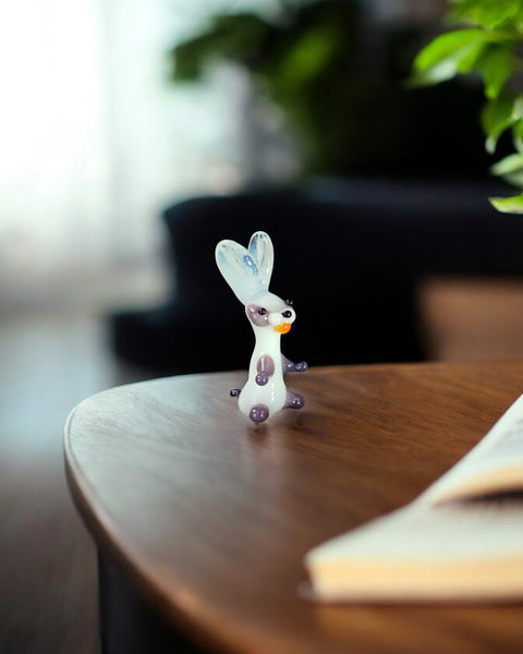 Purple Glass Rabbit Figurine, Handmade Murano Quality Design - Small