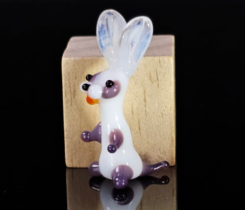 Purple Glass Rabbit Figurine, Handmade Murano Quality Design - Small