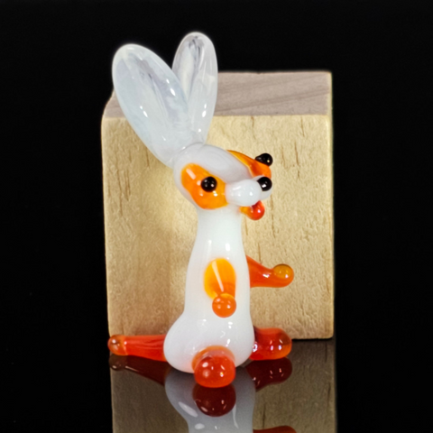 Orange Glass Rabbit Figurine, Handmade Murano Quality Design - Small