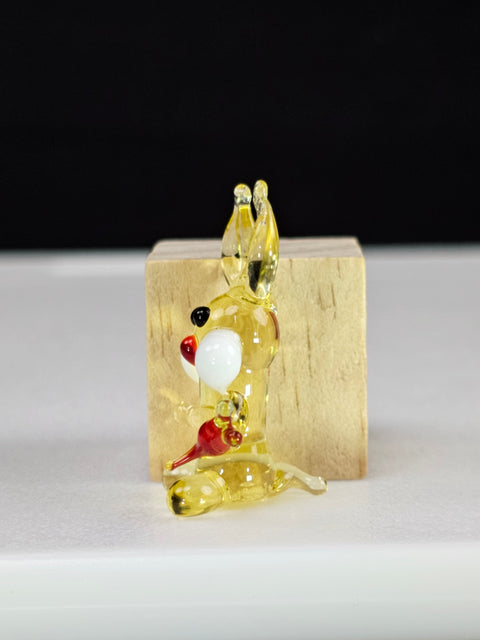 Amber Glass Rabbit W Carrot Figurine, Handmade Murano Quality Design - Small