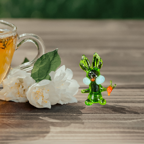 Glass rabbit mini figurine