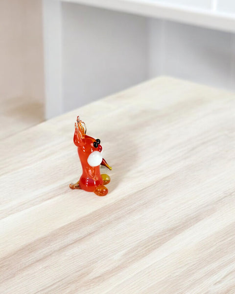 Orange Glass Rabbit W Carrot Figurine, Handmade Murano Quality Design - Small