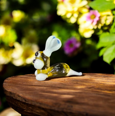 Amber Glass Bunny Rabbit Figurine, Handmade Murano Quality Design - Small