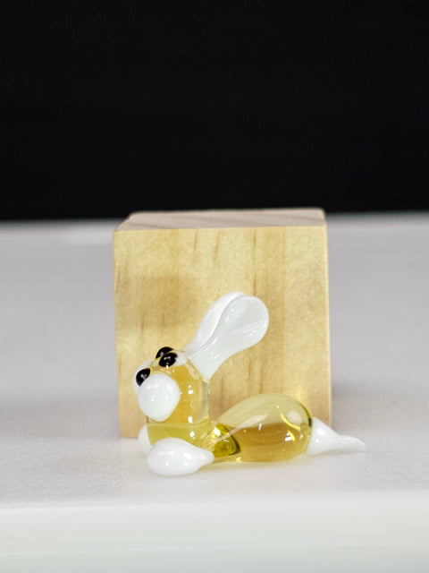 Amber Glass Bunny Rabbit Figurine, Handmade Murano Quality Design - Small