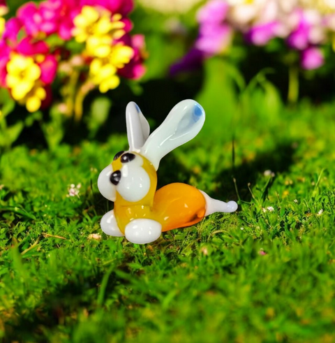 Orange Bunny Rabbit Figurine, Mini Glass Murano Quality Lampworking Glass Figurine, Hand Made In Ukraine, A Great Addition To Your Collection