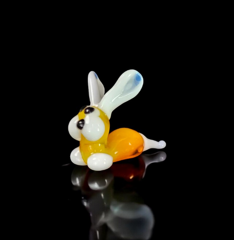 Orange Bunny Rabbit Figurine, Mini Glass Murano Quality Lampworking Glass Figurine, Hand Made In Ukraine, A Great Addition To Your Collection
