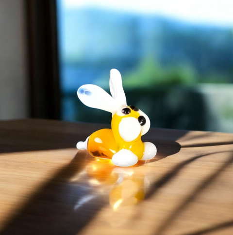 Orange Bunny Rabbit Figurine, Mini Glass Murano Quality Lampworking Glass Figurine, Hand Made In Ukraine, A Great Addition To Your Collection