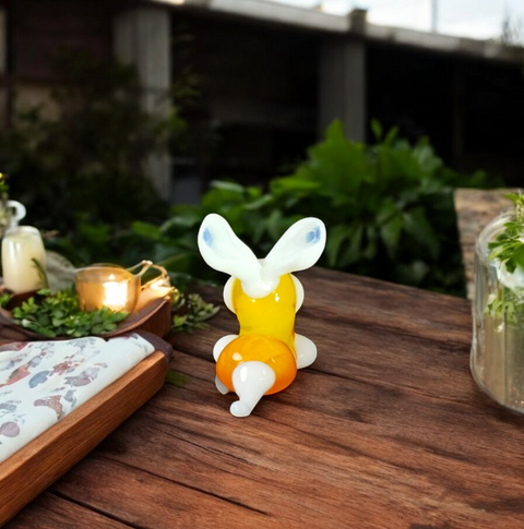 Orange Bunny Rabbit Figurine, Mini Glass Murano Quality Lampworking Glass Figurine, Hand Made In Ukraine, A Great Addition To Your Collection