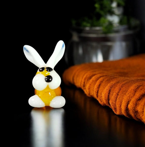 Orange Bunny Rabbit Figurine, Mini Glass Murano Quality Lampworking Glass Figurine, Hand Made In Ukraine, A Great Addition To Your Collection