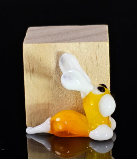 Orange Bunny Rabbit Figurine, Mini Glass Murano Quality Lampworking Glass Figurine, Hand Made In Ukraine, A Great Addition To Your Collection