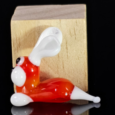 Red Bunny Rabbit Figurine, Mini Glass Murano Quality Lampworking Glass Figurine, Hand Made In Ukraine, A Great Addition To Your Collection