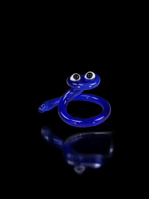 Blue Snake Figurine, Mini Glass Murano Quality Lampworking Glass Figurine, Hand Made In Ukraine, A Great Addition To Your Collection