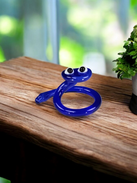 Blue Snake Figurine, Mini Glass Murano Quality Lampworking Glass Figurine, Hand Made In Ukraine, A Great Addition To Your Collection