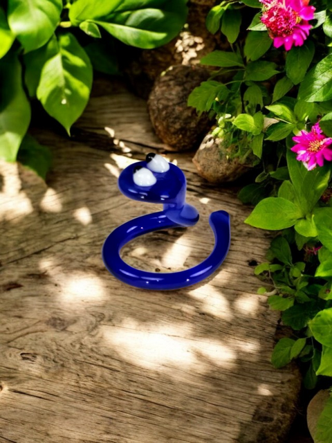 Blue Snake Figurine, Mini Glass Murano Quality Lampworking Glass Figurine, Hand Made In Ukraine, A Great Addition To Your Collection