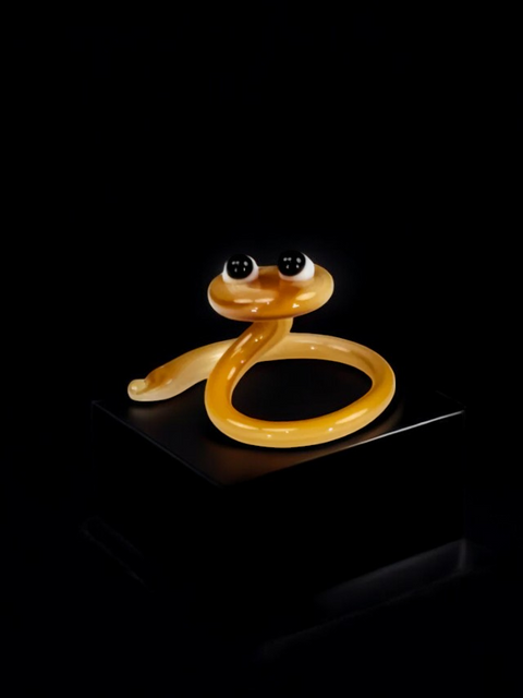 Ivory Snake Figurine, Mini Glass Murano Quality Lampworking Glass Figurine, Hand Made In Ukraine, A Great Addition To Your Collection