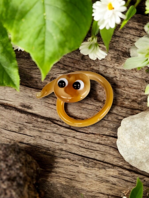 Ivory Snake Figurine, Mini Glass Murano Quality Lampworking Glass Figurine, Hand Made In Ukraine, A Great Addition To Your Collection