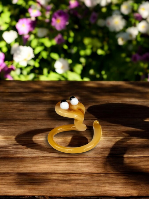 Ivory Snake Figurine, Mini Glass Murano Quality Lampworking Glass Figurine, Hand Made In Ukraine, A Great Addition To Your Collection